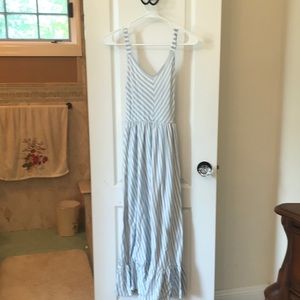 Blue and white striped brand: caution to the wind size medium